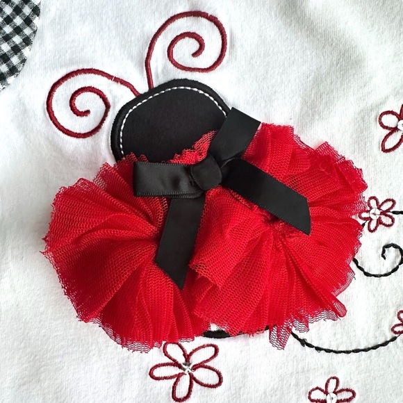 Starting Out Infant Girls 12 Months White Red Ladybug Gingham Ruffle Outfit Set - Picture 5 of 9